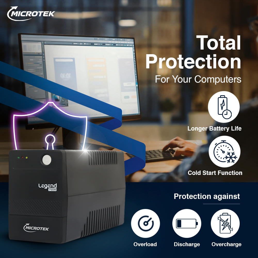 Microtek UPS Legend 750M – 650VA/360W Line Interactive UPS