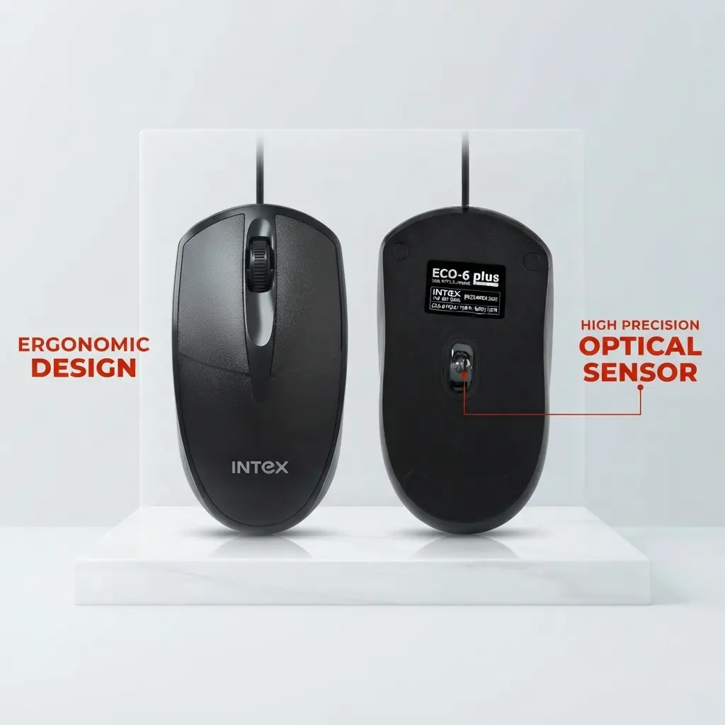 Intex Eco-6 Plus USB Wired Optical Mouse – 1000 DPI