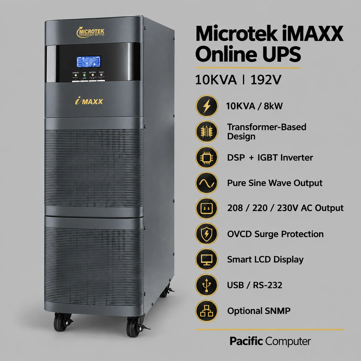 Microtek iMAXX Online UPS 10KVA 1PH:1PH 192V