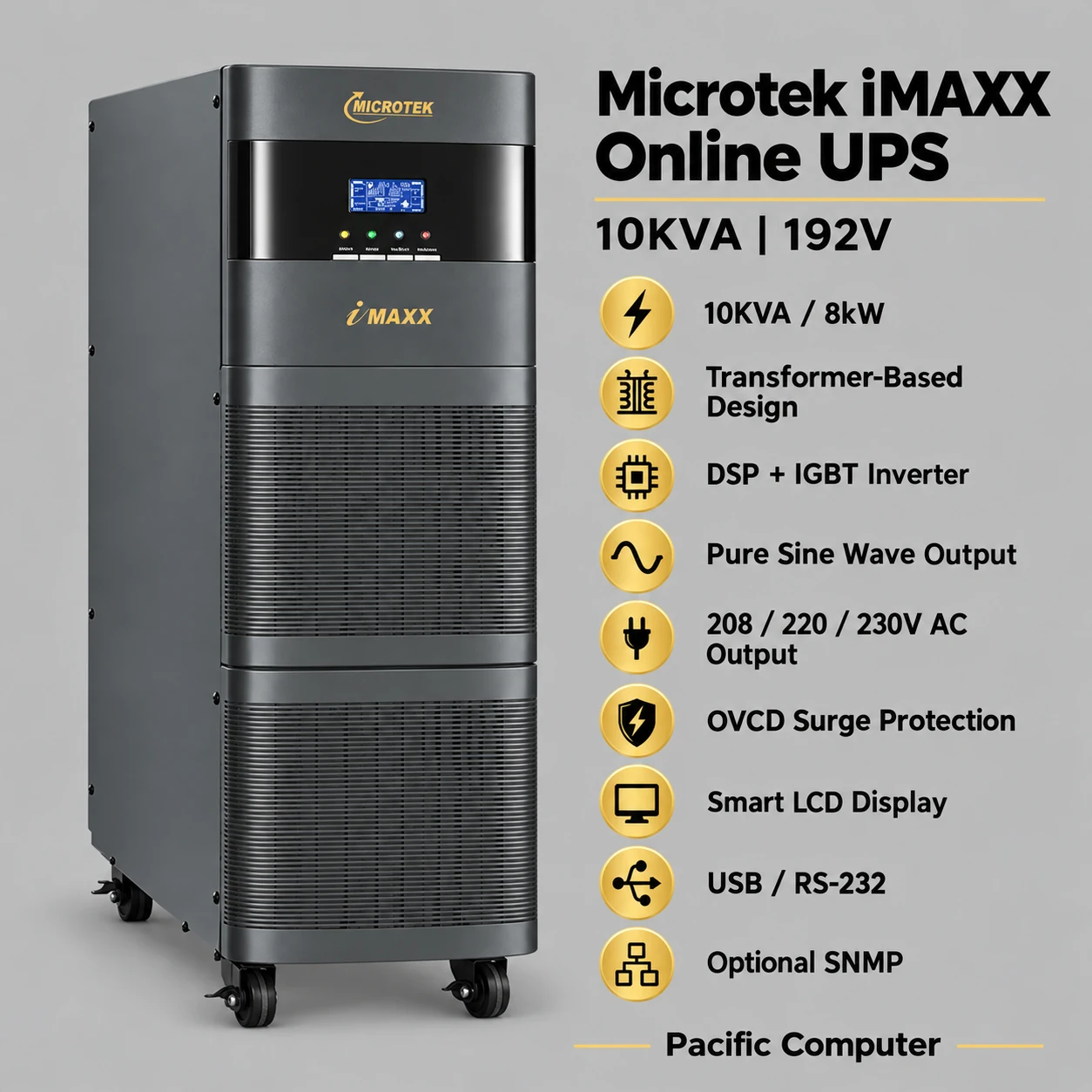 Microtek iMAXX Online UPS 10KVA 1PH:1PH 192V – 8kW