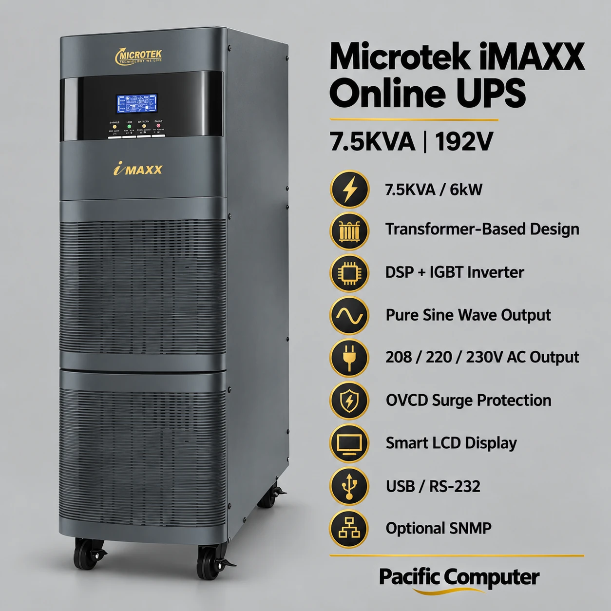 Microtek iMAXX Online UPS 7.5KVA 1PH:1PH 192V