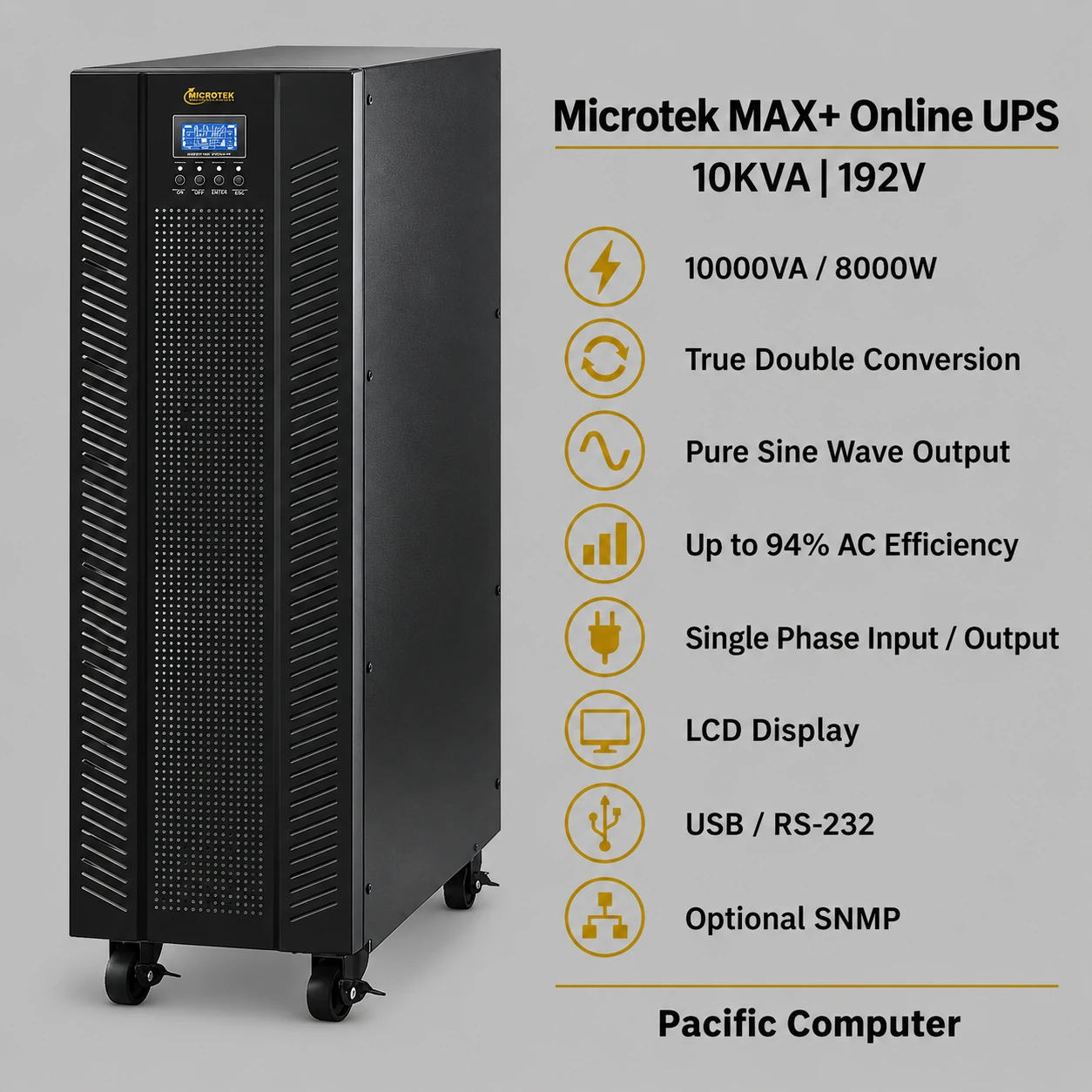 Microtek MAX+ Online UPS 10KVA 1PH:1PH 192V